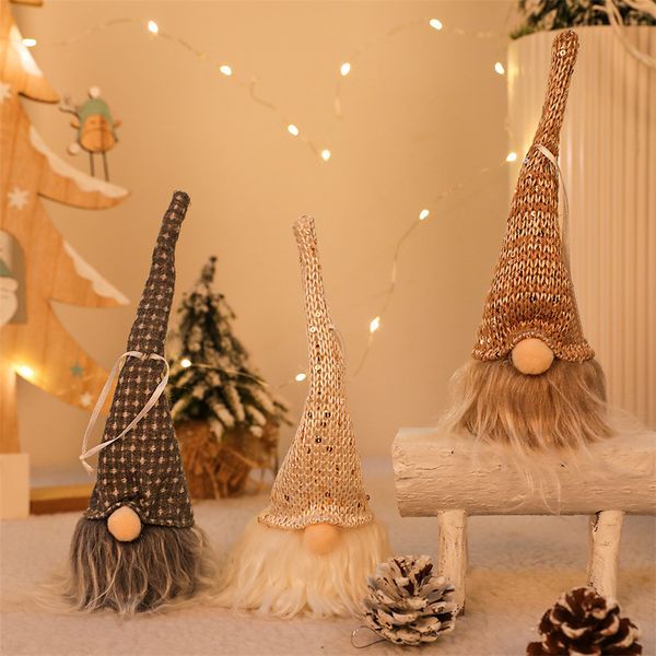 

led swedish santa gnome plush christmas doll wool cute ornaments handmade elf toys xmas home party decor gift