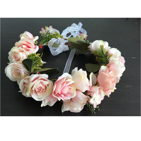 

rose flower wedding headband kids party floral garland handmade adjustable girls flower crown rose flower wreath kids jllatm