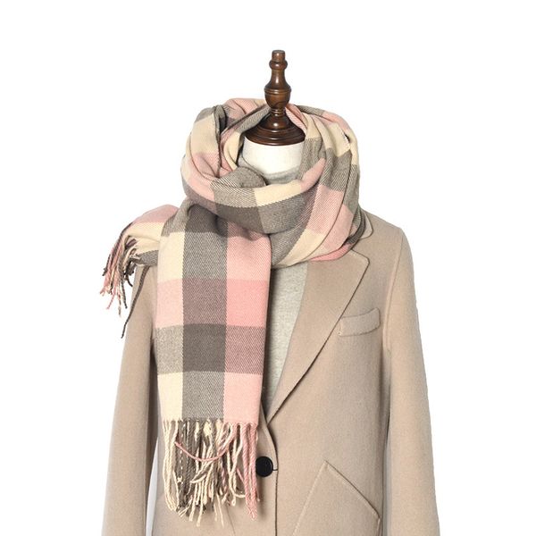 

2021 new classic brand scottish plaid men and women winter warm fashion casual scarf imitation cashmere bmuk, Blue;gray