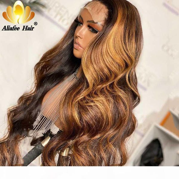 

выделите парик волны парик ombre цвет коричневый honey белый телосложение lace closure 4x4 малазийский человеческих волос парики 150% плотно, Black;brown