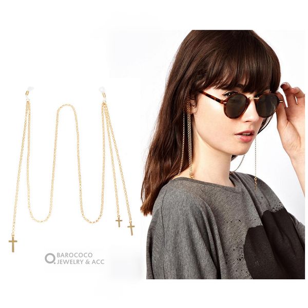 

asosins стиль практических металлические очки крест кисточки очки свисающих цепи девушка, White;black