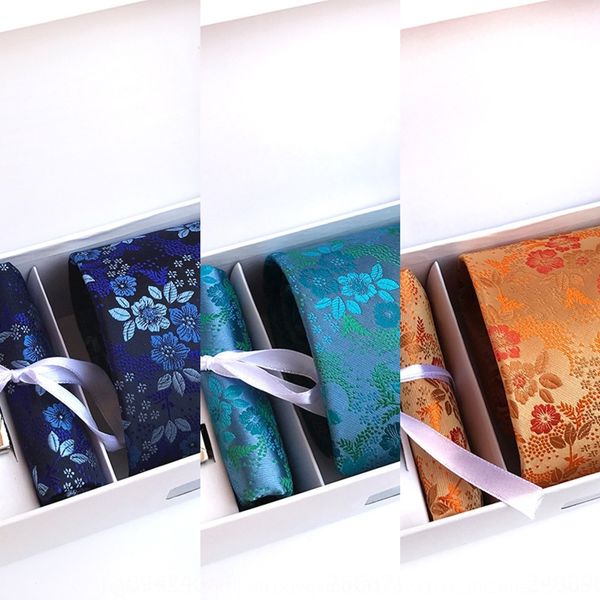 

lnq4 2020 new designers brands fashion business 7cm slim ties box for men silk black formal work necktie with gift box, Black;blue