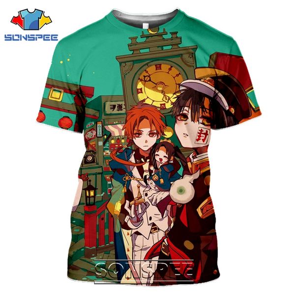

jibaku shounen hanako-kun anime mens 3d print shirts horror aesthetic hippie men clothing