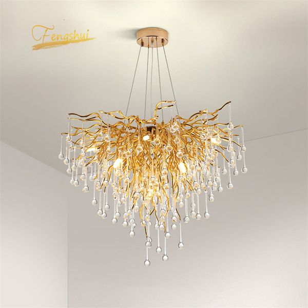 

modern crystal led chandelier gold loft lighting lamp living room bedroom decor chandeliers kitchen island indoor light fixture 3v30