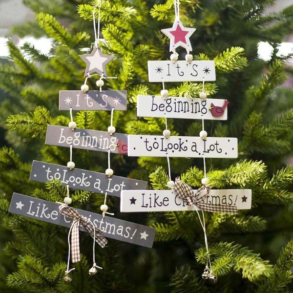 

christmas decorations wooden pendant tree diy xmas hanging ornaments navidad drop ornament home decor year gifts1