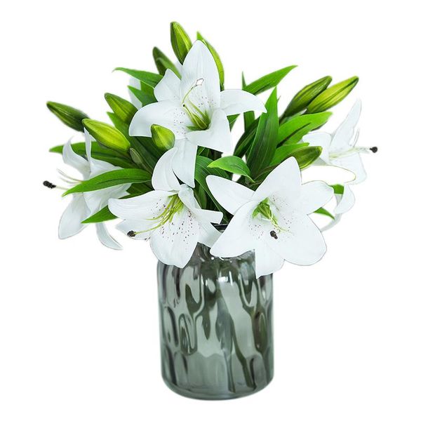 

10pcs colorful artifical lily flower bouquet silk flower for diy wedding holiday festival party home room decor