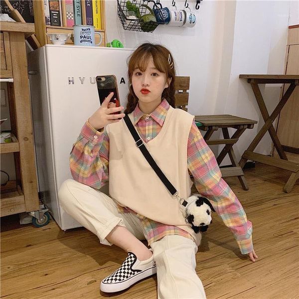 

sweater for women geometric rhombic knitted vest sweater v neck sleeveless england style female waistcoat chic female1, Black;white