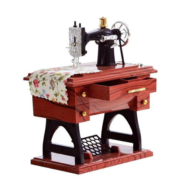 

sewing-machine music-box vintage hand-cranked mechanism mini musical retro classical table desk home office decor