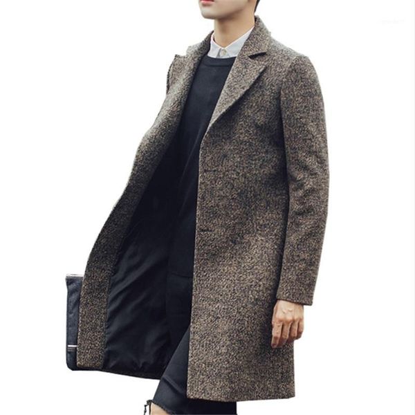 

men's trench coats men autumn overcoat casual outerwear long coat fashion wool windbreaker steampunk1, Tan;black
