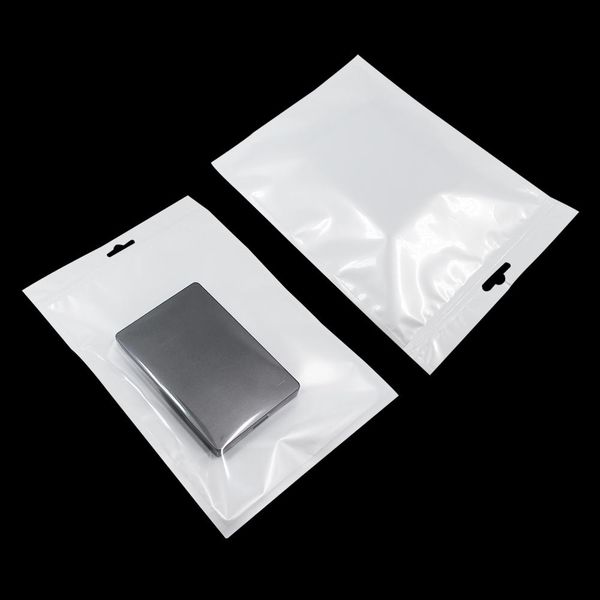 

оптовая продажа 1624 см чистая белая молния ziplock пластиковая упаковочная сумка самозанятия zip замок хранения пакеты полиэтиленовый пакет