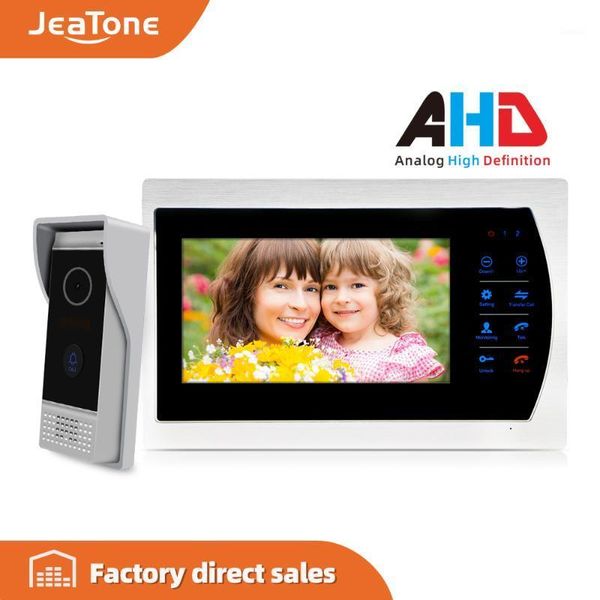 

video door phones jeatone 720p/ahd 7'' wired phone doorbell speaker hands-motion detection touch button monitor mp4 player1