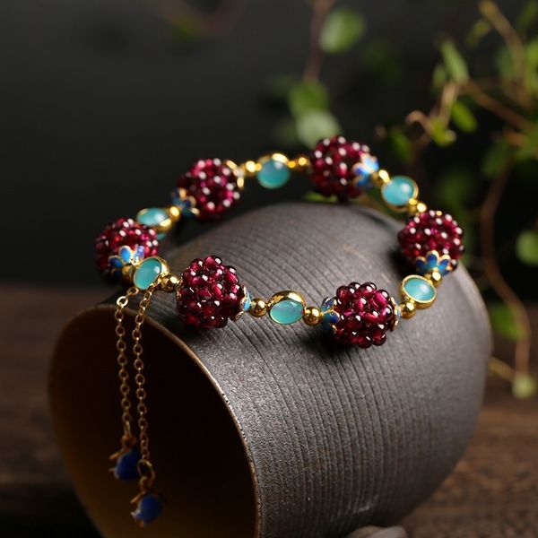 

ux1ml guofeng natural bracelet natural with tianhe cloisonne accessories guofeng women's simple women's bracelet garnet garnet sim, Golden;silver