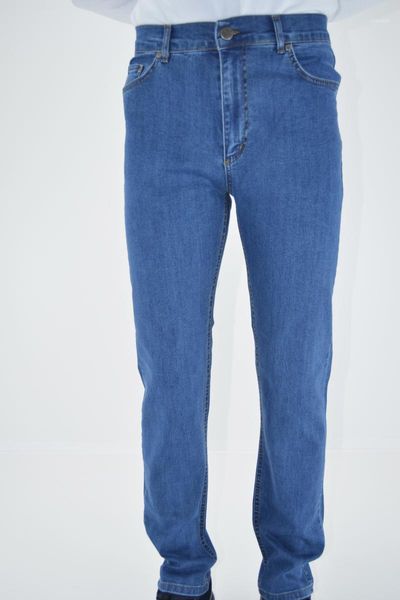 

men's jeans classic cut,full high waist, lycra, flexible, cotton fabric, with zipper, turkish fabric1, Blue