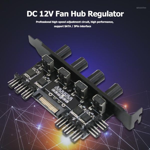 FANS SOĞUTLARI 12V Bilgisayar Kılıfı Fan Hub Regülatörü 8 Yolu 4 Knob SATA/CPU CASE için 3PIN HIZ KONTROLER1