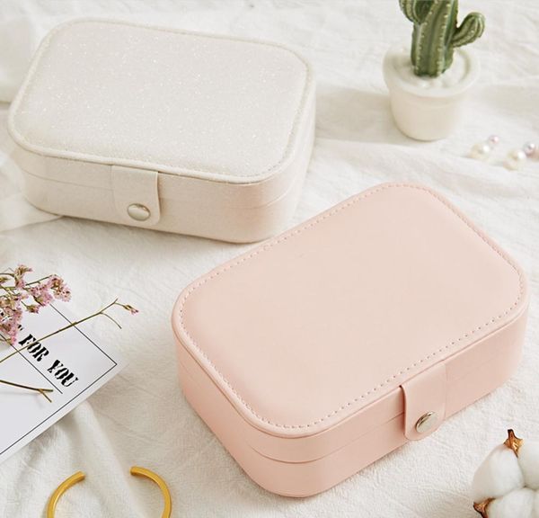 

new jewelry women 2 tiers jewelry portable box earrings travel case storage organizer con wmtepi dayupshop, Pink;blue