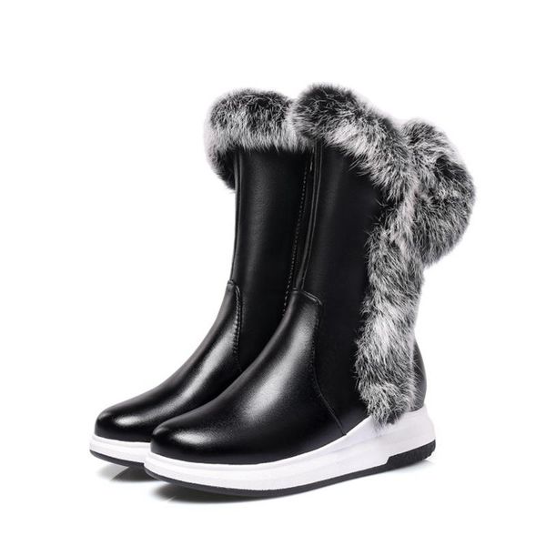 

boots 2021 fashon winter fur women ankle zapatos de mujer snow botas booties wedges high heels 3.5cm warm shoes c9-59, Black