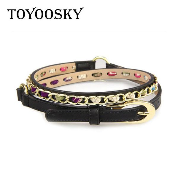 

belts toyoosky fashion bohemian style belt for women thin jeans waistband female fringe alloy metal chain, Black;brown