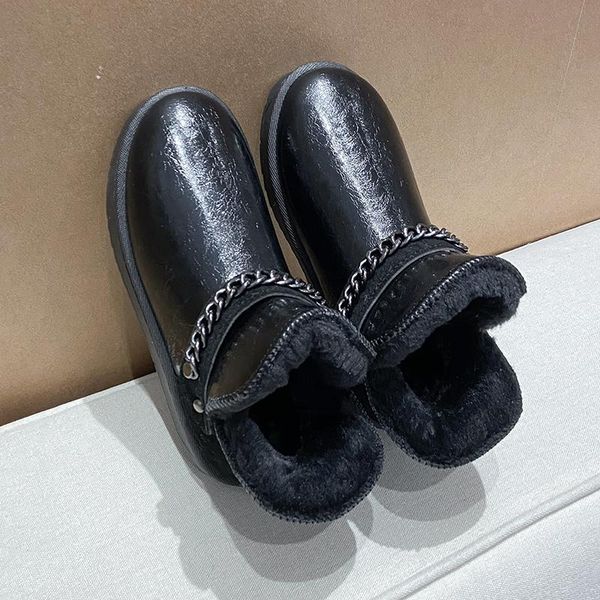 

boots 2021 women winter warm plush shoes fashion trend children snow, Black