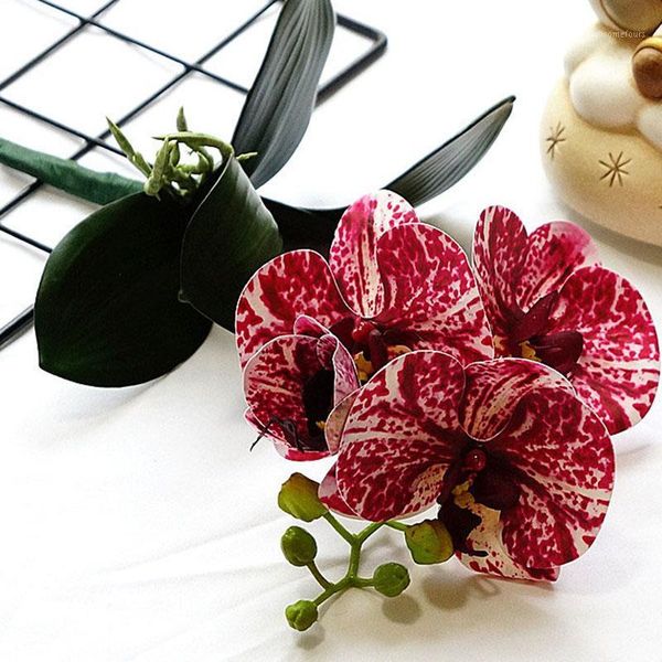 

4heads/branch orchid mini branch with stem leaves artificial flowers butterfly orchid for home wedding decoration flores1