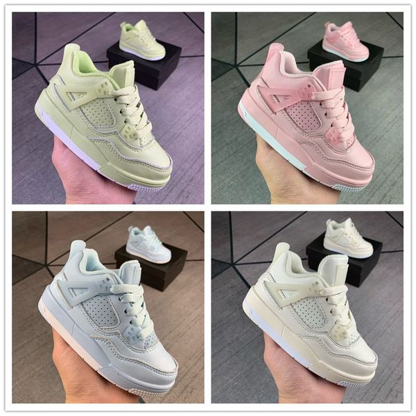 

kid jumpman 4 4s grey pink green basketball shoes children outdoor sports sneaker sail muslin white black 4 athletic sneaker