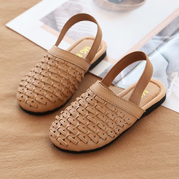 

kids flat sandals for girls fashion weave breathable toddler infant kids girls princess shoes casual ins style casual shoes t200703, Black;red