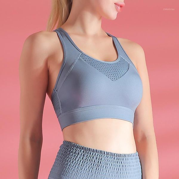 

sports bra shockproof mesh splicing fitness yoga vest with padded1, White;black