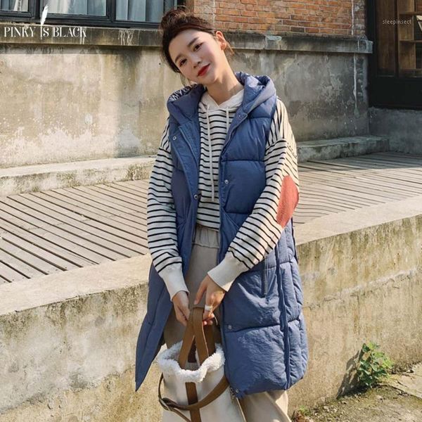 

pinkyisblack 2019 autumn winter cotton vest women ladies casual waistcoat female sleeveless hooded slim warm long vest jacket1, Black;white
