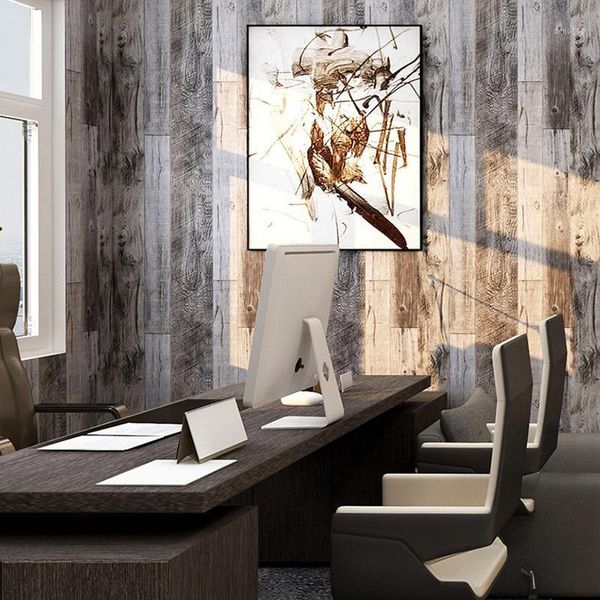 

0.45x6m 3d stereo wall stickers wood grain paper furniture stickers self-adhesive restaurant bar background wall paper1
