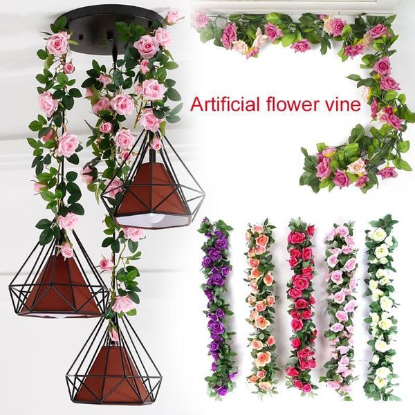 

2.4m beautiful rose flower string artificial rose flowers fake plant home decor fashion simulation vines emulation1
