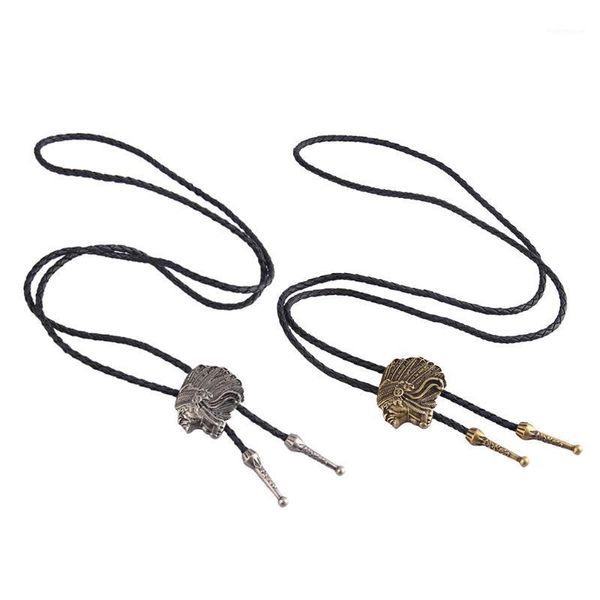 

bow ties western cowboy cowgirl bolo tie native portrait necklace1, Black;gray