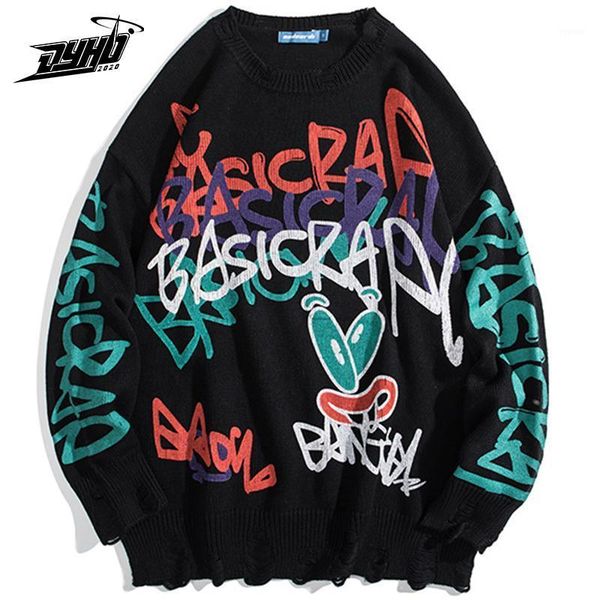 

sweater men knitted pullover sweaters letters graffiti print streetwear hip hop casual long sleeve knitwear sweater women cotton1, White;black