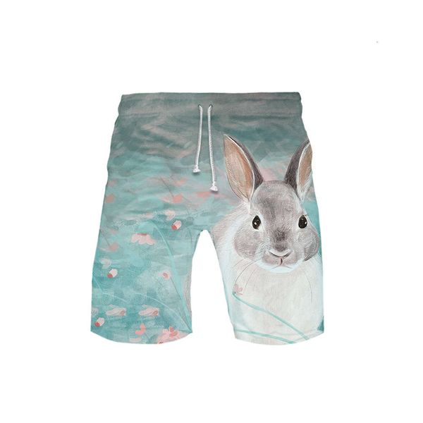 

new rabbit 3d digital print casual beach pants for men and women