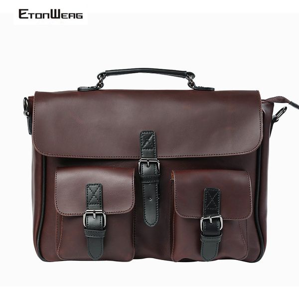 

business office briefcase men brand pu leather handbag male multifunction messenger large box lapbag women vintage tote