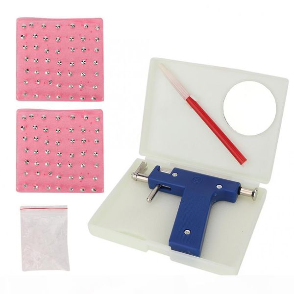 

professional body piercing tool kit ear nose body navel piercing gun with ears studs tool with 98 pcs ear studs jewelry tool b, Silver