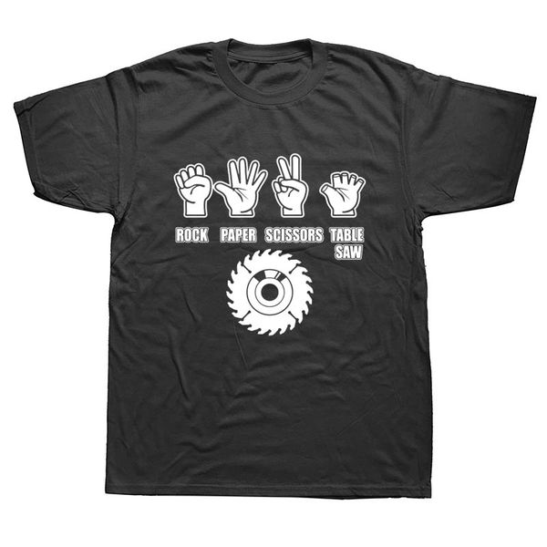 

rock paper scissors table saw carpenter funny t shirt men summer short sleeve streetwear t-shirt tees black sport hooded sweatshirt hoodie