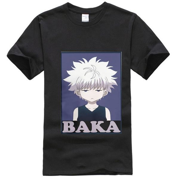 

hunter x hunter t shirts killua zoldyck baka classic comic o neck short sleeves classic anime sport hooded sweatshirt hoodie