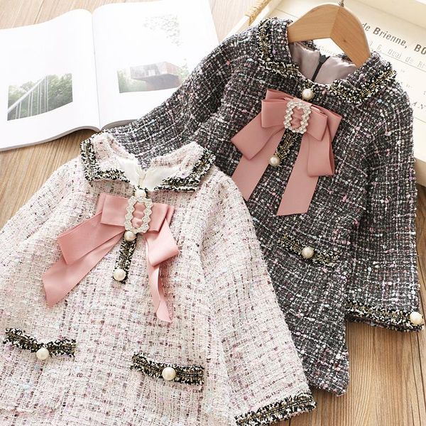 

girl's dresses woolen colorful girls elegant dress kids princess lattice kid toddler full sleeve clothes, Red;yellow