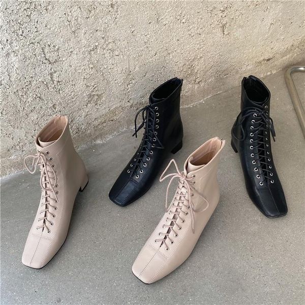 

lady boots booties woman 2020 low heel winter shoes for women boots-women luxury designer round toe ladies rock mid, Black