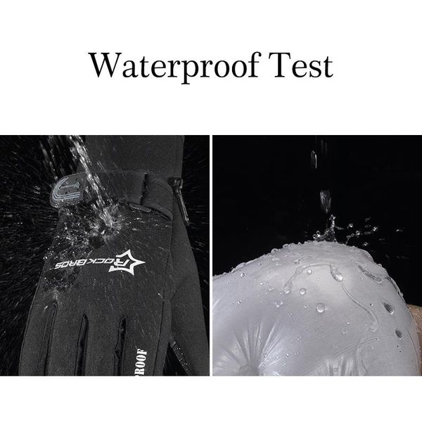 

rockbros winter ветрозащитный велоспорт перчатки флисовые держите теплые перчатки велосипеда ультра толстые силикагель анти shock велосипед, Black