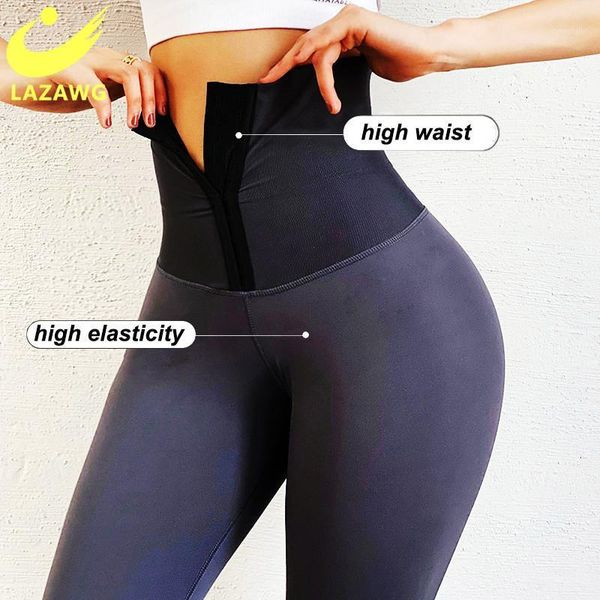 

lazawg high waist trainer sports leggings for women push up bulifter shapewear slimming tummy control panties slimming pants1, Black;gray
