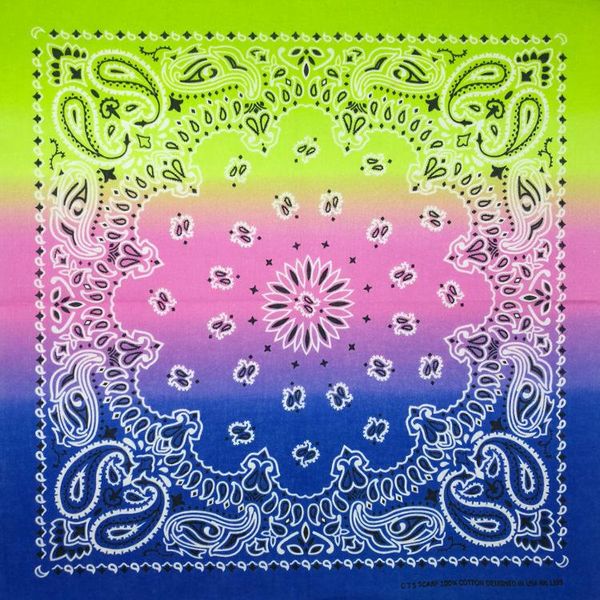 

100% хлопок gradient серии красочные paisley punk hip hop headwear платок шейный банданы площади шарф для женщин / мужчин / мальчиков sqcosq, Black