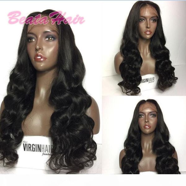 

full lace human hair wigs for black women brazilian virgin hair loose wave lace front wigs glueless full lace wigs, Black;brown