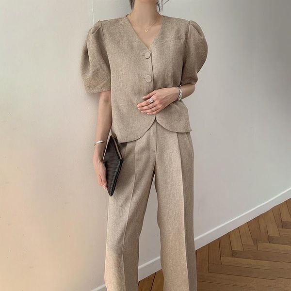 

women's tracksuits office lady casual two piece set women short sleeve crop + pants fashion suit 2 sets womens outfits for, Gray