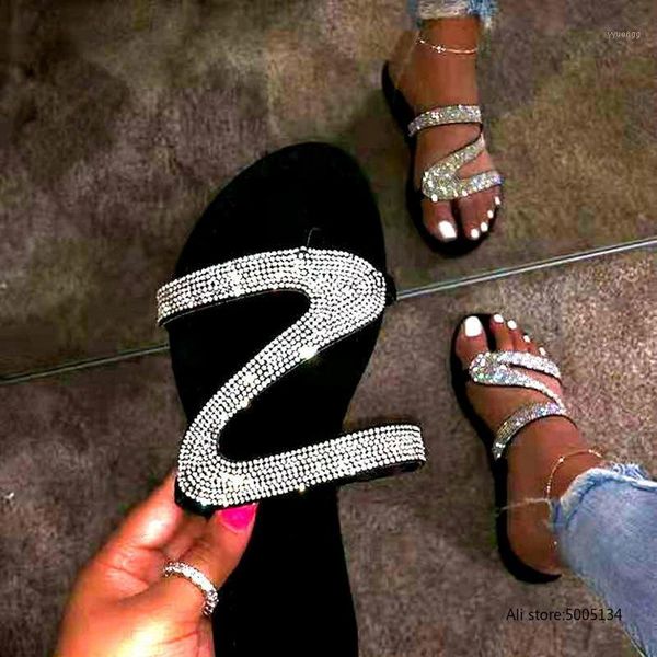 

slippers litthing 2021 sandals women bright diamond casual outdoor travel flip flop beach shoes non-slip woman1, Black