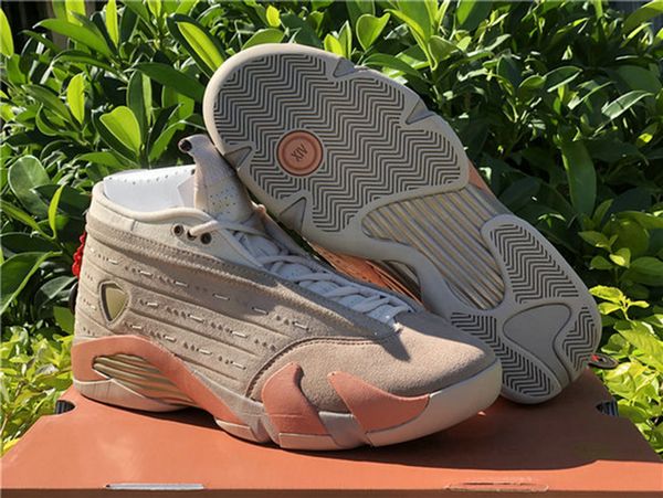 

2021 clot jumpman 14s low men basketball shoes 14 chinese knot copper terra cotta warriors sand light pink suede sneakers size 40-47.5