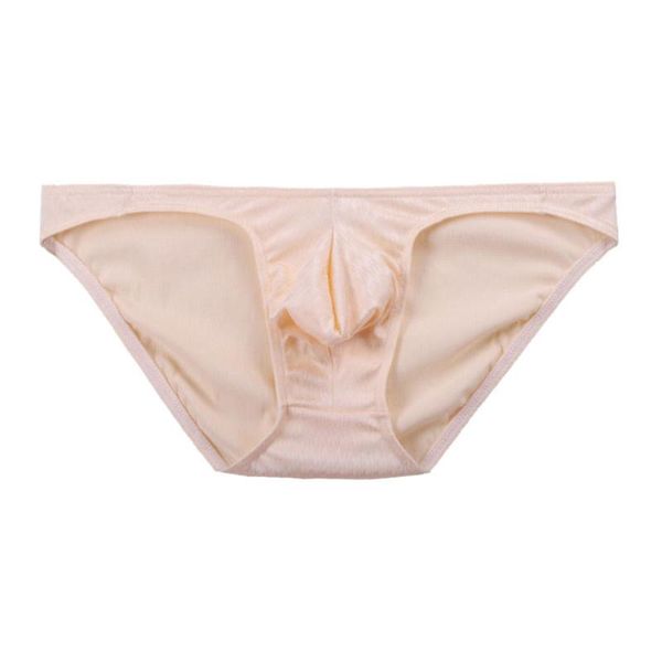 

men's underwear low waist briefs glossy brushed breathable briefs solid color u convex pouch underpants male panties, Black;white
