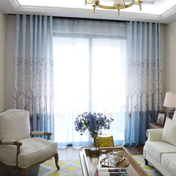 

korea small fresh deer printed curtains for living room window sheer curtains for bedroom fabric kitchen finished curtain1