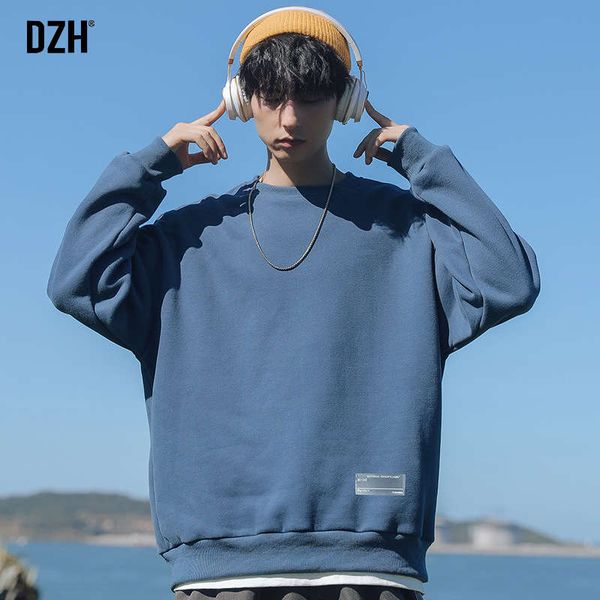 

round neck lovers plush sweater men's winter loose long sleeve coat, Black