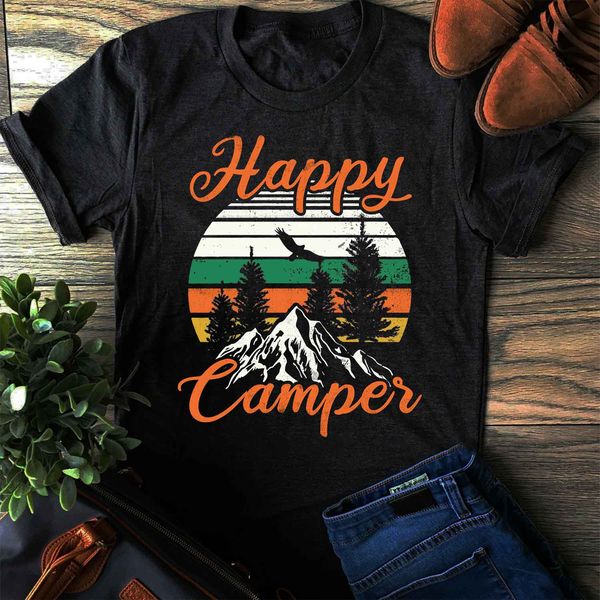 

happy camper t shirt camping team men's & 's t-shirt sport hooded sweatshirt hoodie