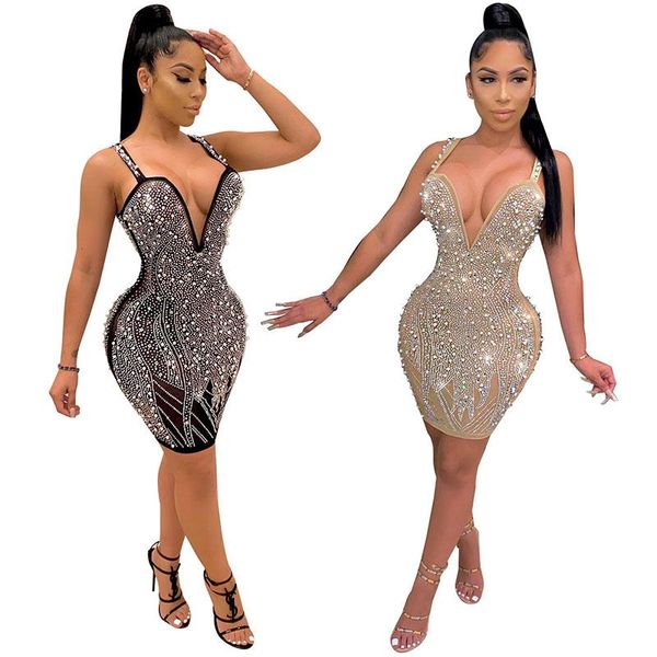 

sexy клуб платье спагетти ремень hot drilling партии bodycon платье осени женщин для девочек одежда, Black;gray